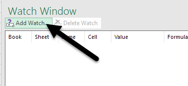 how do you set up a watch window in excel for mac